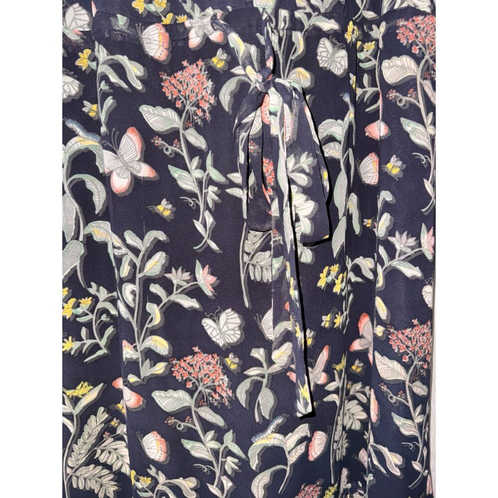 a new day Womens Floral Sleeveless Dress XL Navy With Ruffled Hem & Tie Waist - Picture 3 of 6